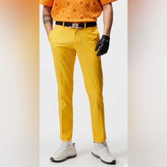 NWT J. Lindeberg Men’s Elof Golf Pant Lightweight- Color Citrus Yellow - 30/32 - Picture 1 of 13